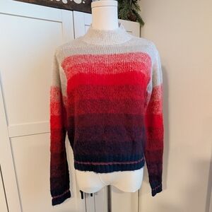 NWT American Eagle color block ombre stripe sweater red pink size small